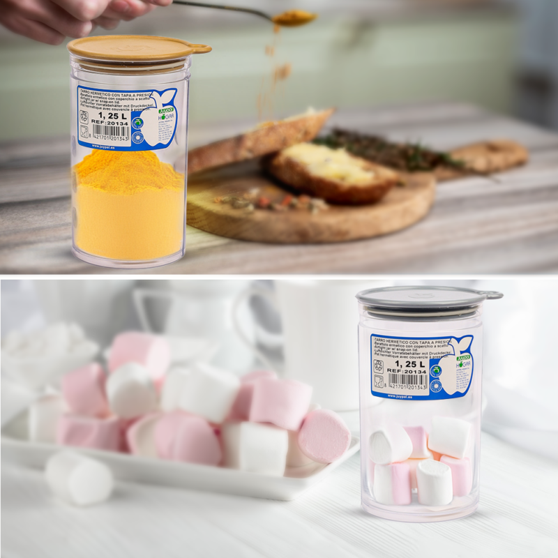 ⁦Airtight Transparent jar with pressure lid 1.25L⁩ - الصورة ⁦4⁩