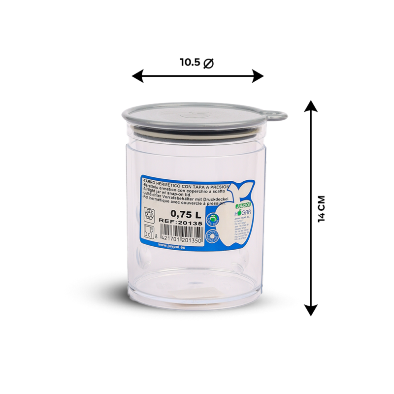 ⁦Airtight Transparent jar with pressure lid 0.75L⁩ - الصورة ⁦6⁩