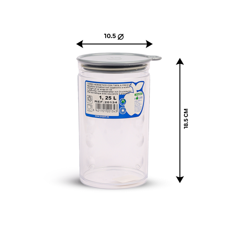 ⁦Airtight Transparent jar with pressure lid 1.25L⁩ - الصورة ⁦6⁩
