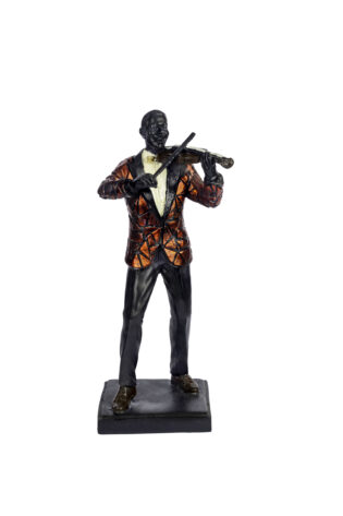 Violinist Statue with gilded red suite