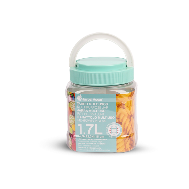 ⁦Airtight Transparent Screw on-lid Jar with Handle 1.7L⁩ - الصورة ⁦9⁩