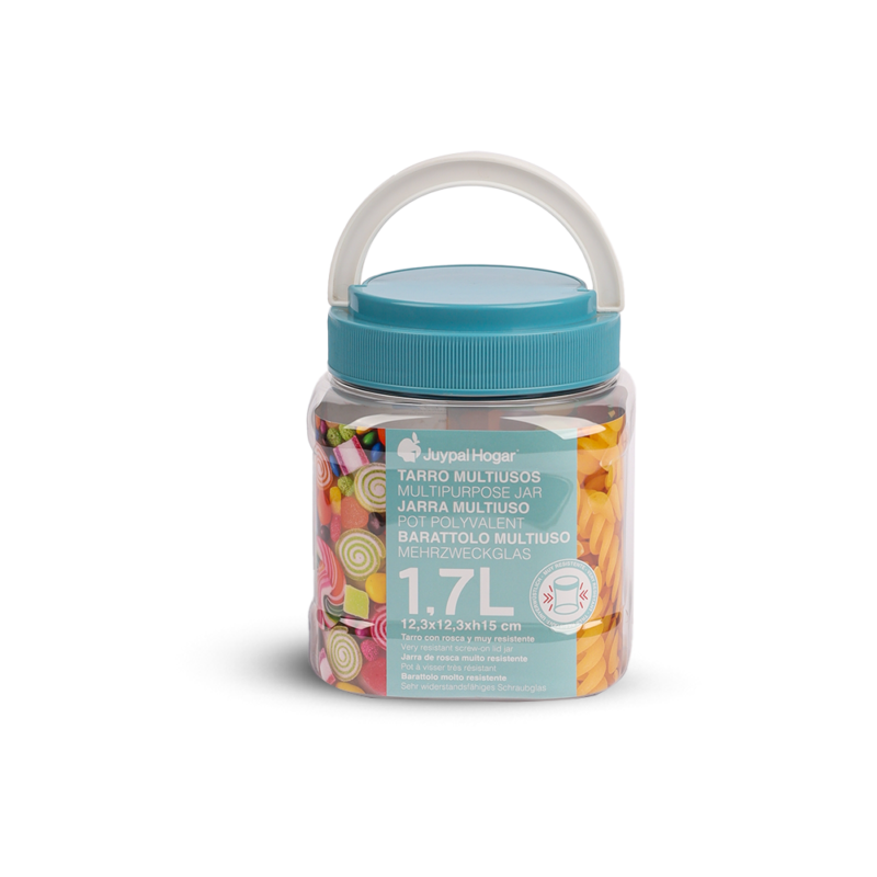 ⁦Airtight Transparent Screw on-lid Jar with Handle 1.7L⁩ - الصورة ⁦7⁩