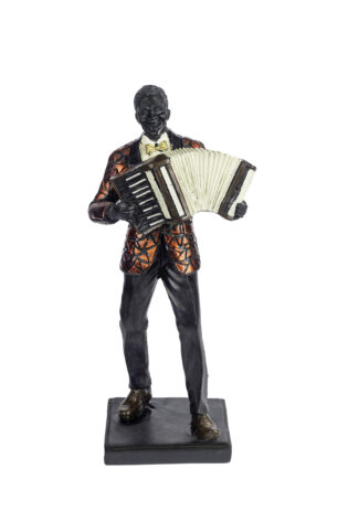 Accordion Player Statue with gilded red suite