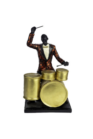 Drummer Statue with Gilded Red Suite