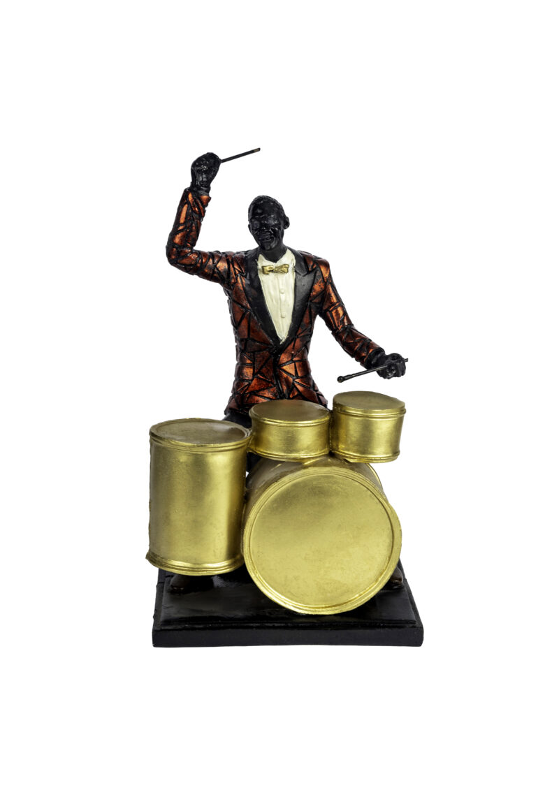 Drummer Statue with Gilded Red Suite