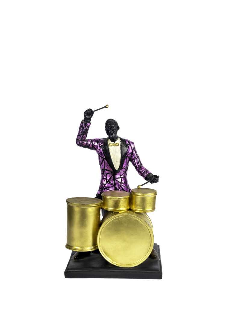 Drummer Statue with Gilded Purple Suite