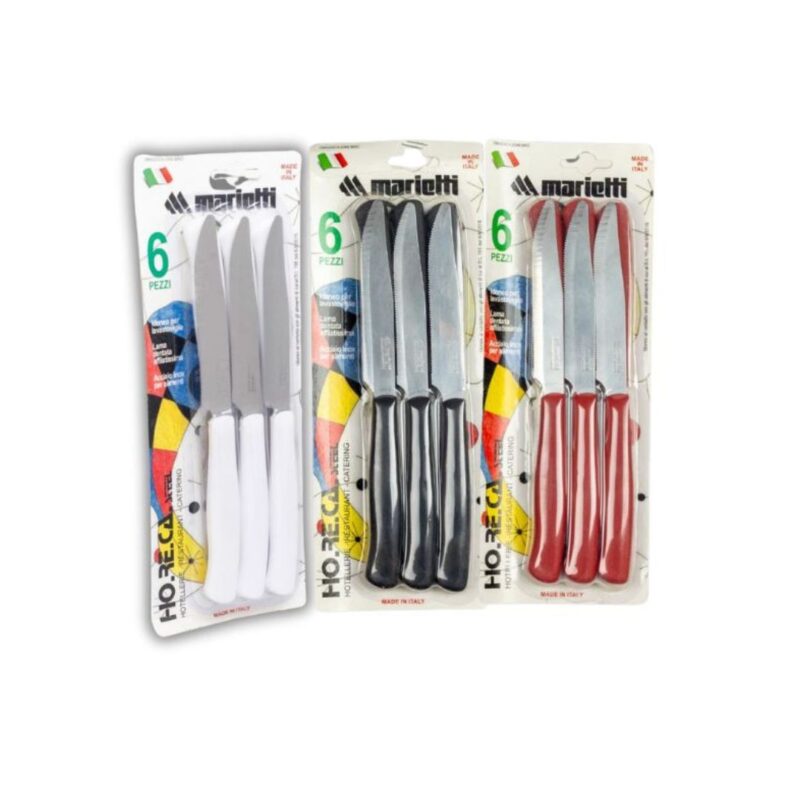 Colored Serrated Steak Knife Set 6-Pieces 11.5 cm