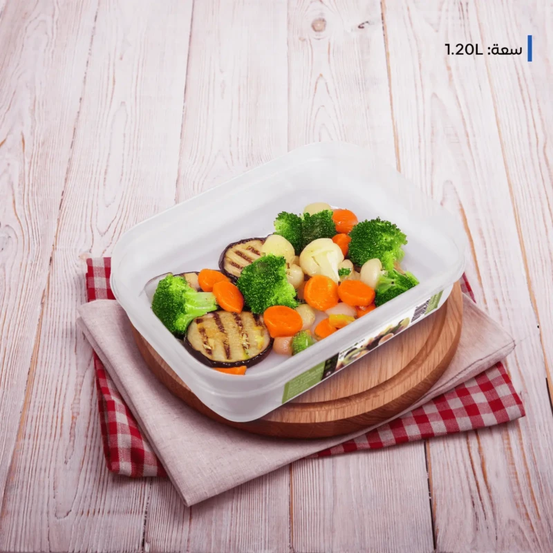 1.2 L rectangular food container with blue lid
