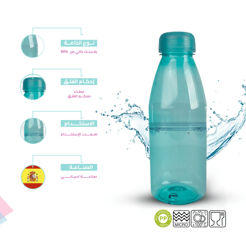 ⁦Transparent multi use water bottle 0.55L safe For freezer and dishwasher⁩ - الصورة ⁦30⁩