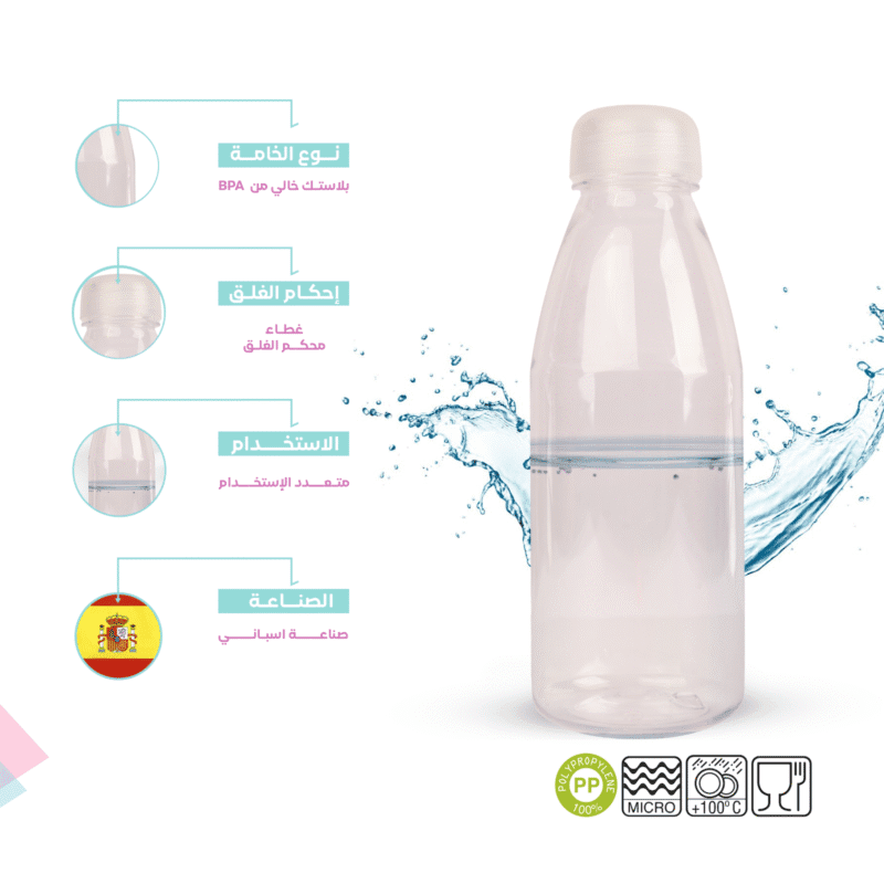 ⁦Transparent multi use water bottle 0.55L safe For freezer and dishwasher⁩ - الصورة ⁦2⁩
