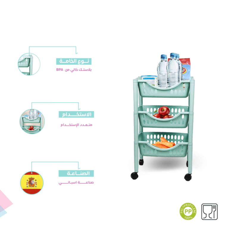 Plastic trolley with wheels for kitchen 3 Tier - Image 61