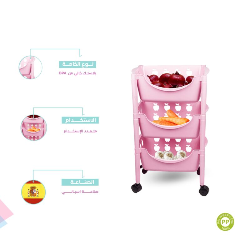 Plastic trolley with wheels for kitchen 3 Tier - Image 32