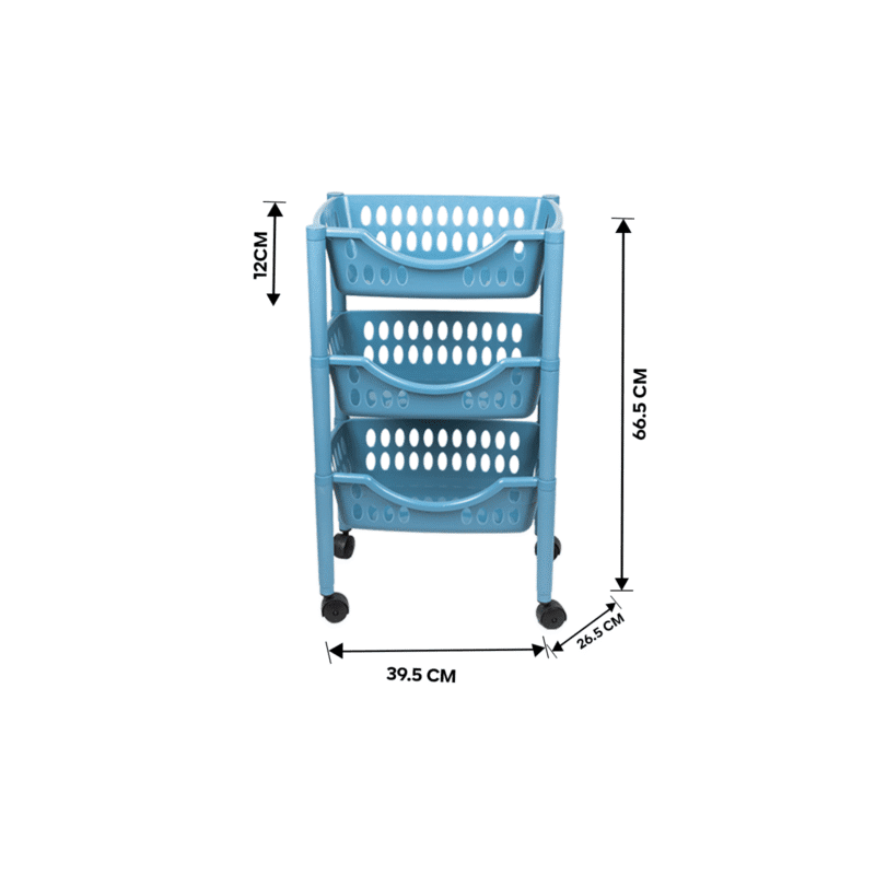 Plastic trolley with wheels for kitchen 3 Tier - Image 45