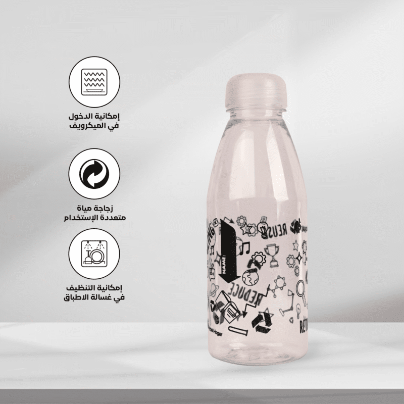 ⁦decorated multi use water bottle 0.55 L available with different colors and decore⁩ - الصورة ⁦2⁩