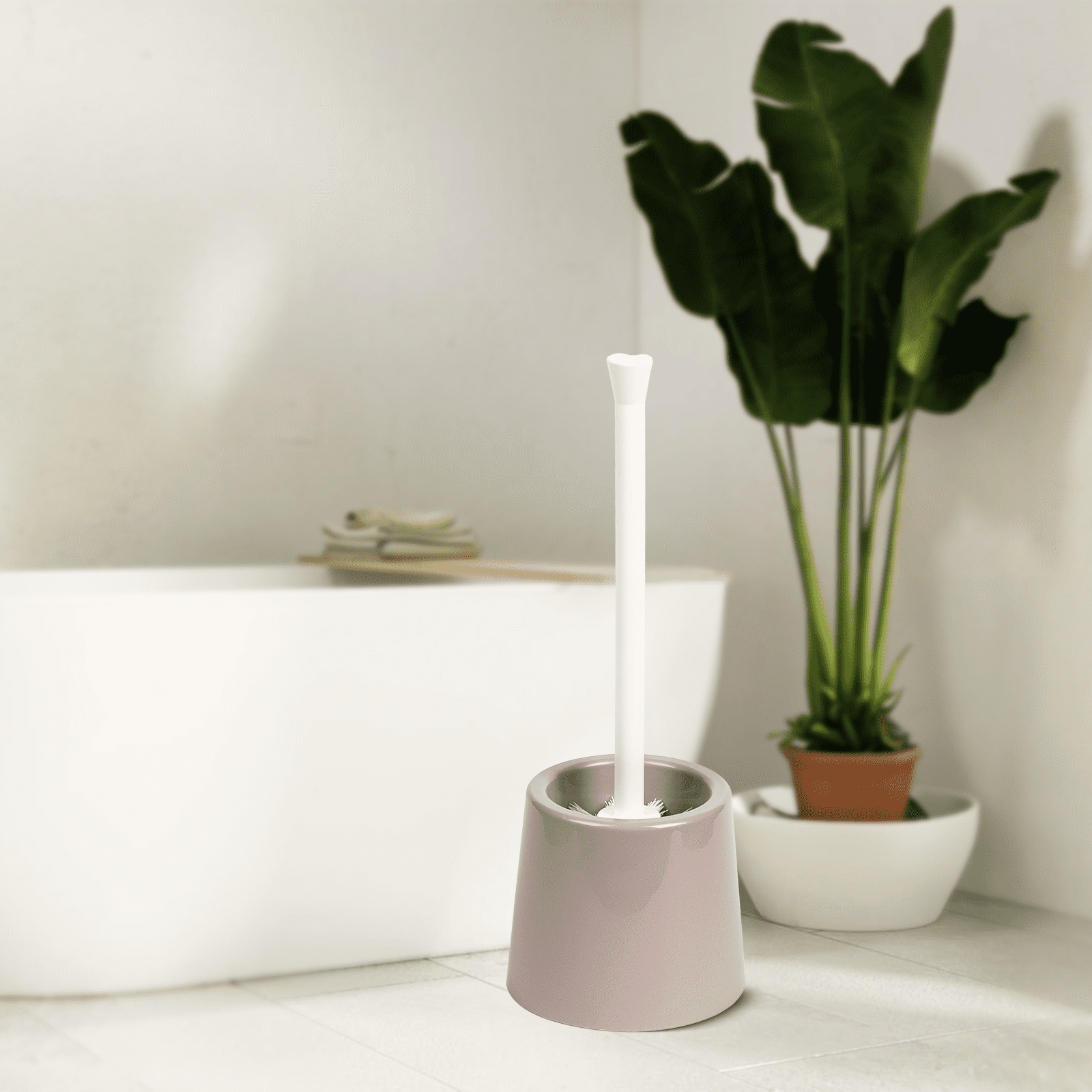 Plastic toilet brush beige and pink color | Spanish made of PP - الصورة 15