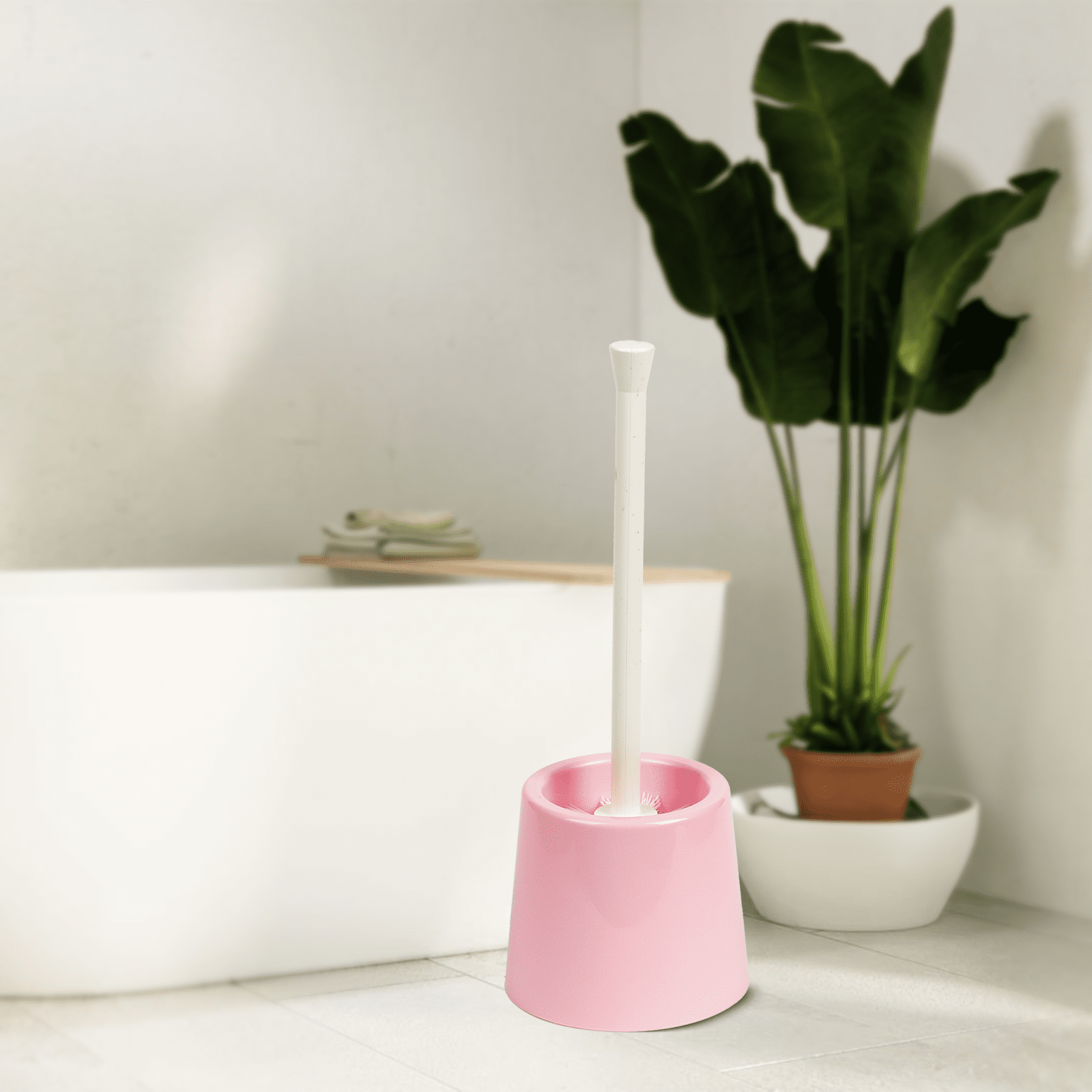 Plastic toilet brush beige and pink color | Spanish made of PP - الصورة 16