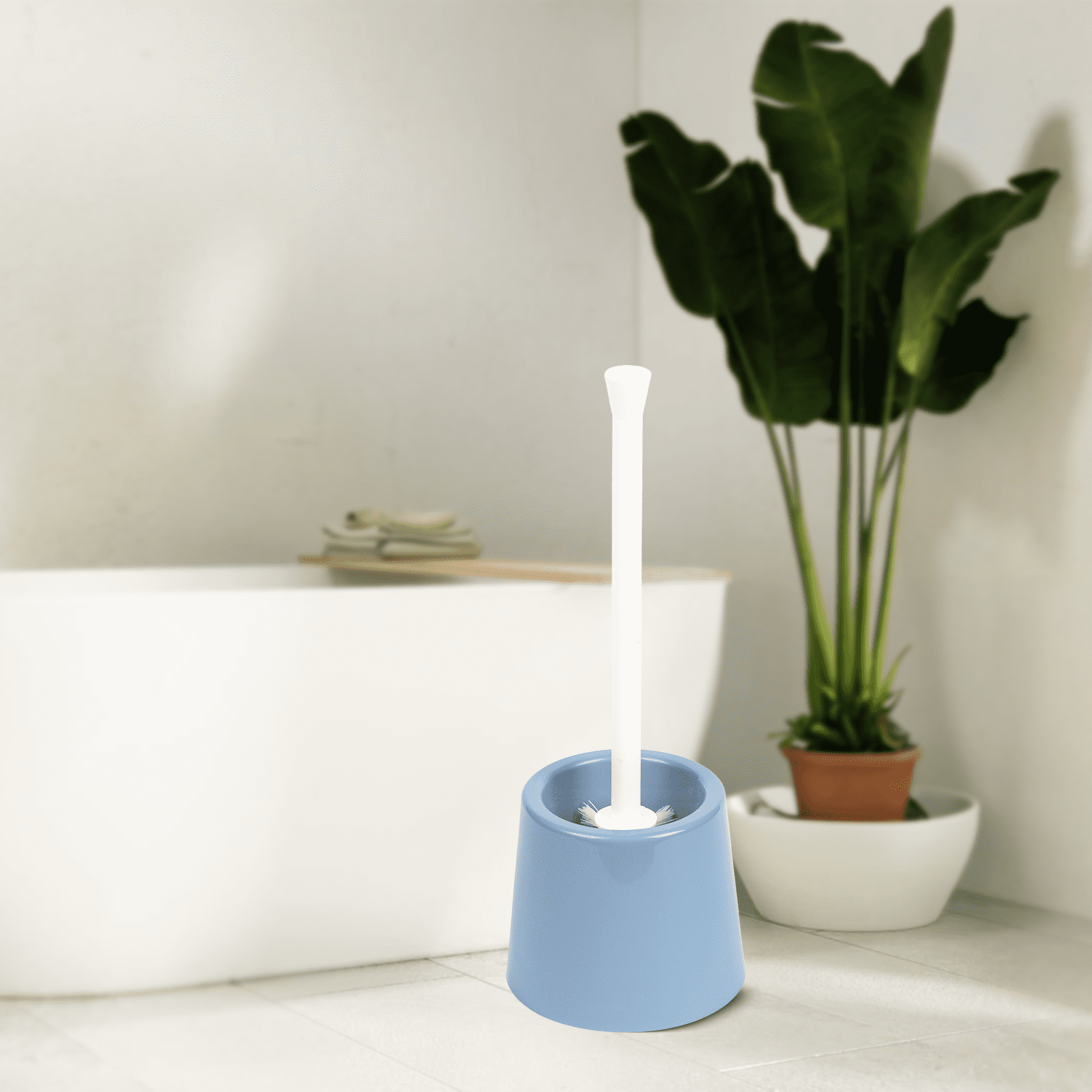 Plastic toilet brush beige and pink color | Spanish made of PP - الصورة 2