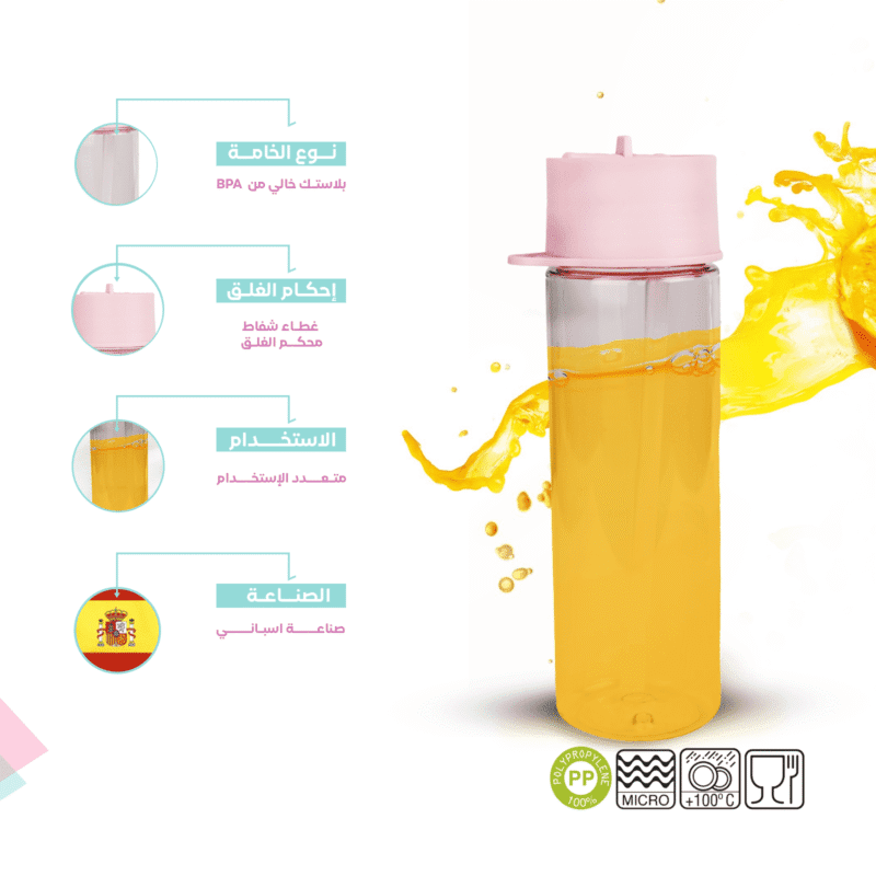 bottle with straw and lid 600 ML available in different colors - Image 12