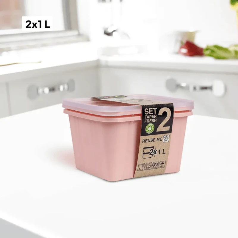 airtight pink food storage container set of 2 with stylish design