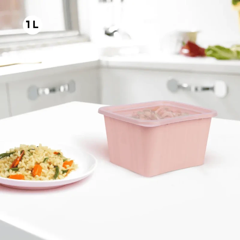 airtight pink food storage container set of 2x1 L
