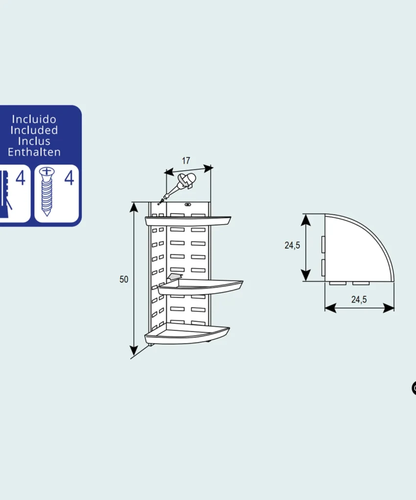 bathroom corner shelf plastic 3 tier with included components