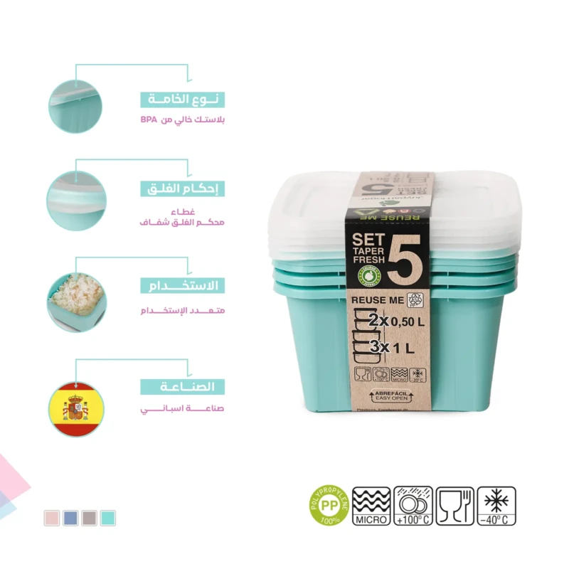 BPA free food containers set pieces from 0.5L to 1L