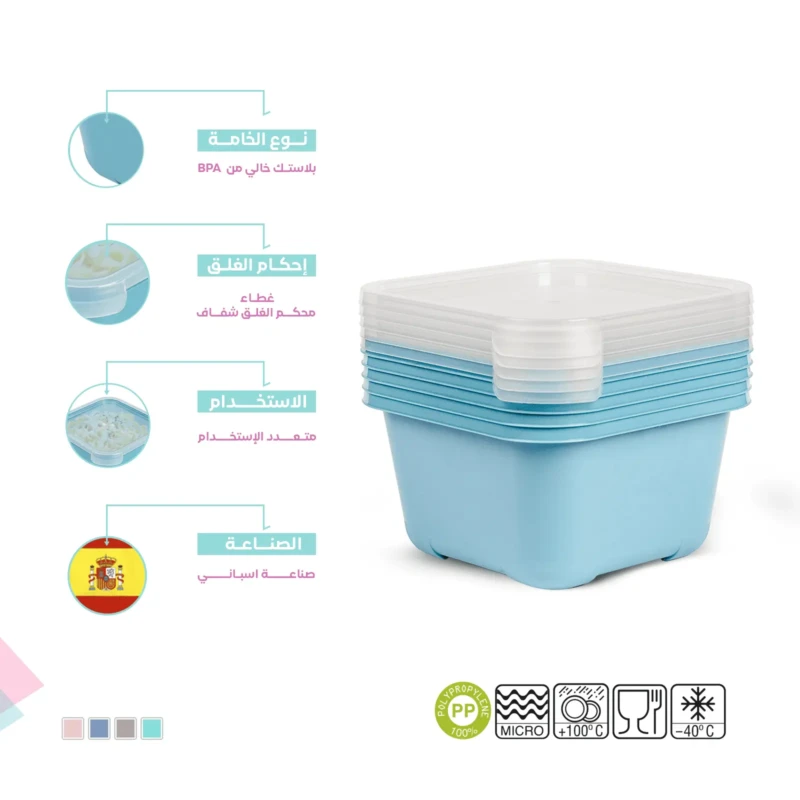 BPA free set of 5 blue food containers