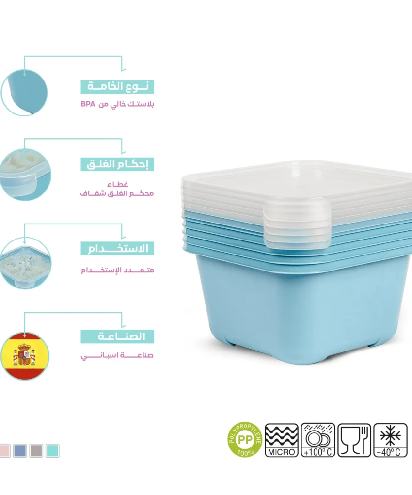 BPA free set of 5 blue food containers