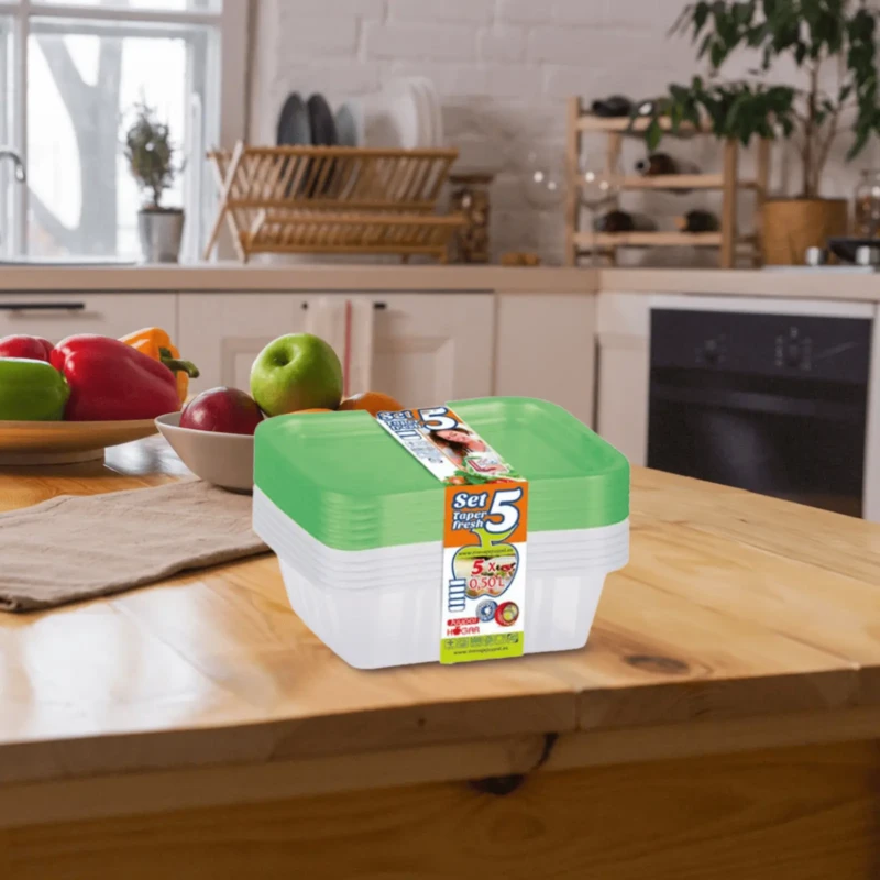 BPA free set of 5 green food storage boxes