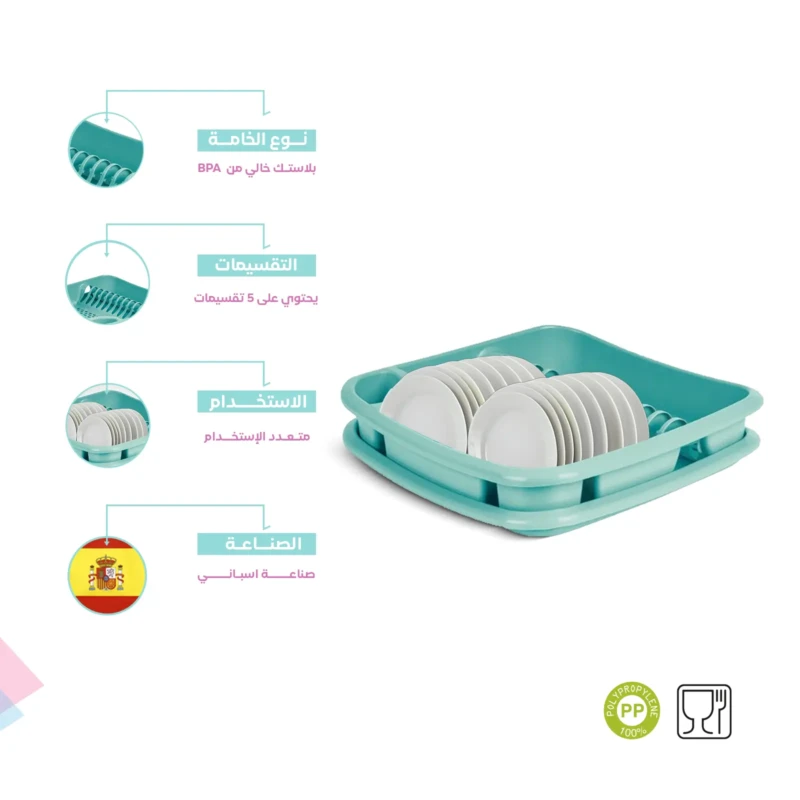 Bpa free turquoise DISH RACK WITH TRAY