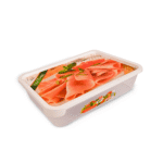 food storage container with sliced meat design on the lid