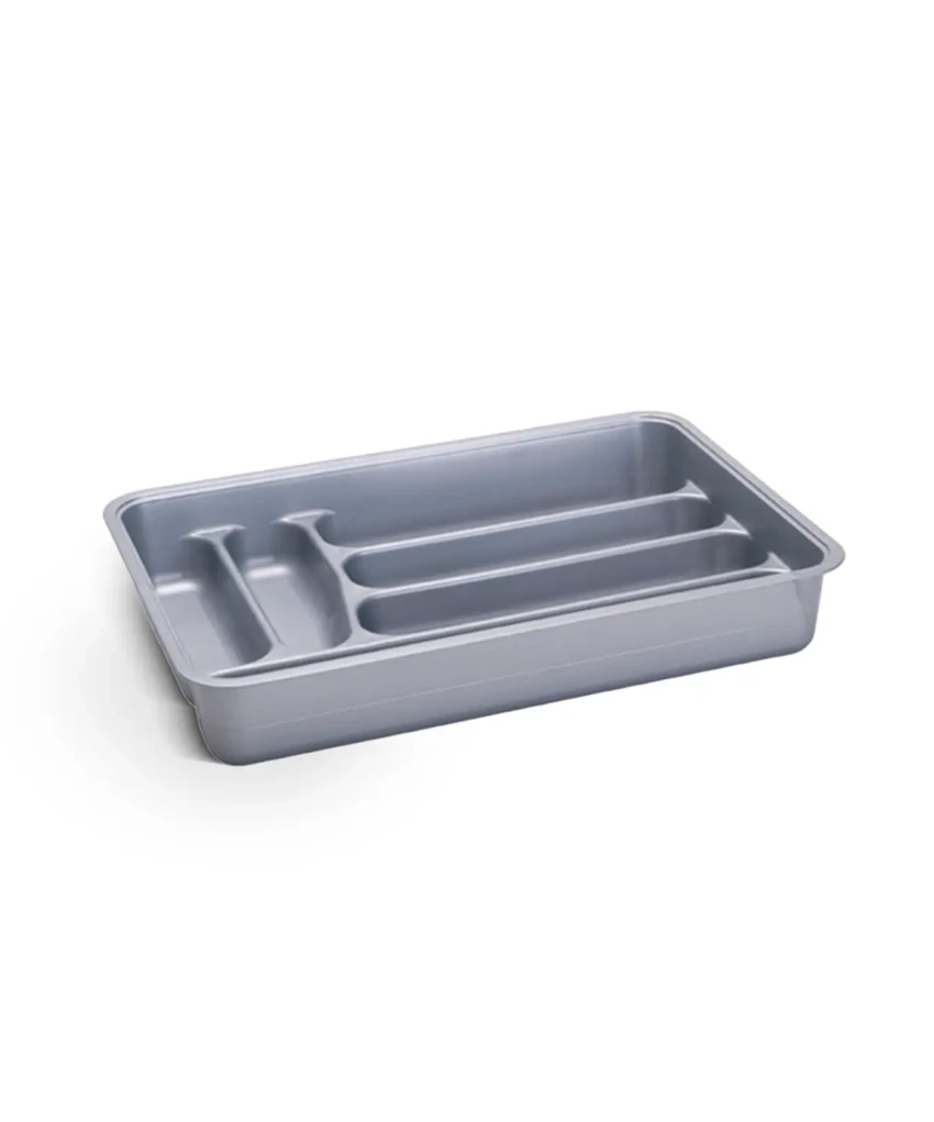 grey plastic cutlery tray for kitchen drawer