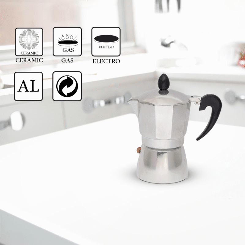 ⁦Italian stovetop espresso maker Different sizes⁩ - الصورة ⁦2⁩