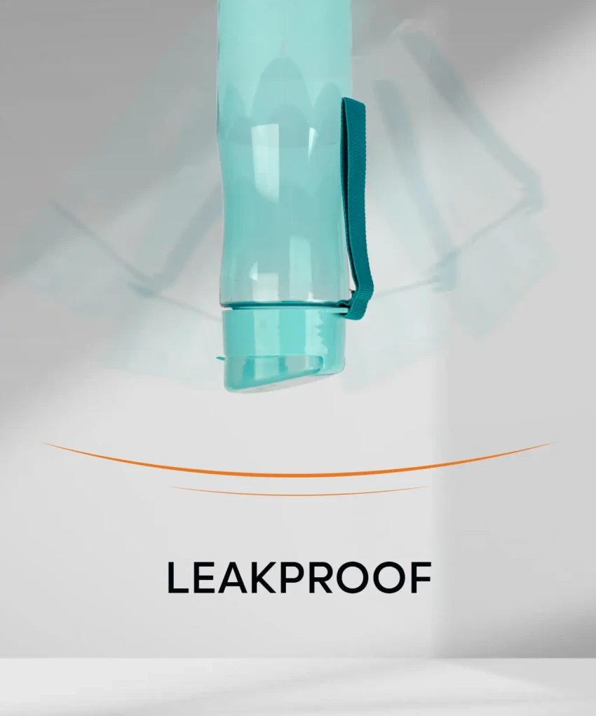 leak-proof turquoise bottle with strap handle