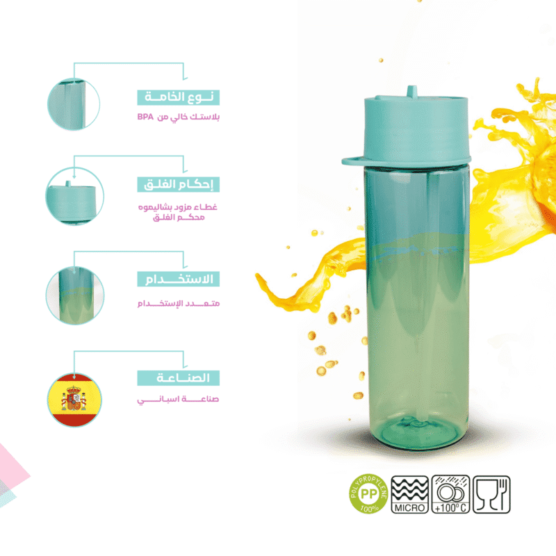 bottle with straw and lid 600 ML available in different colors - Image 24