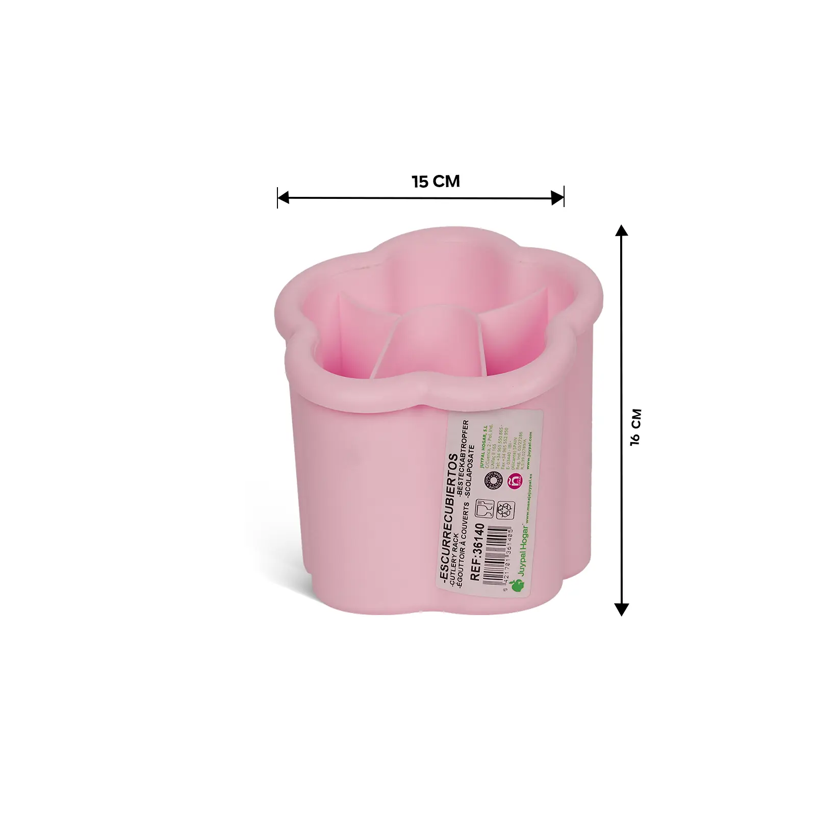 pink plastic cutlery organizer designed for spoons size details