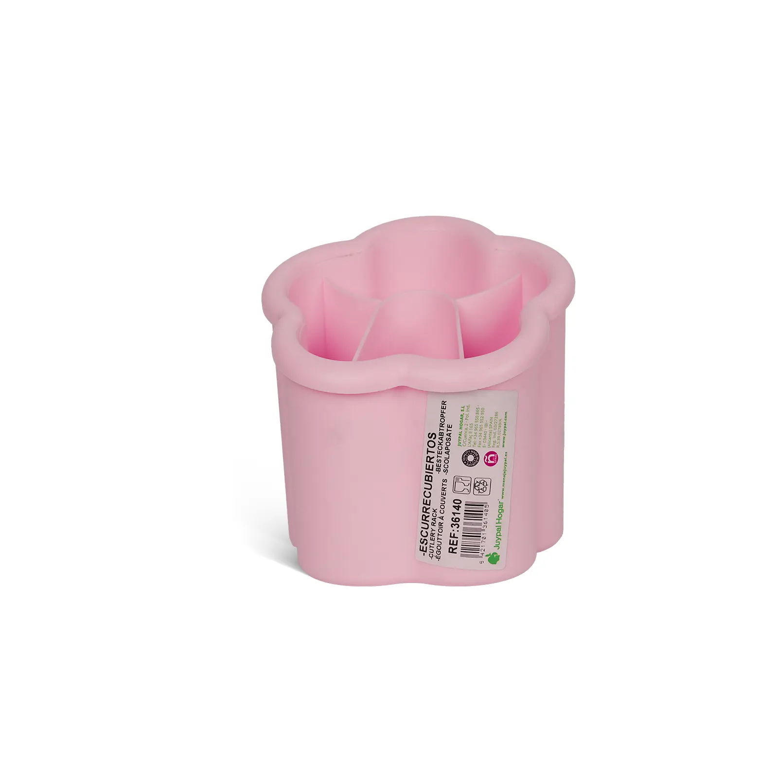 pink plastic cutlery organizer designed for spoons