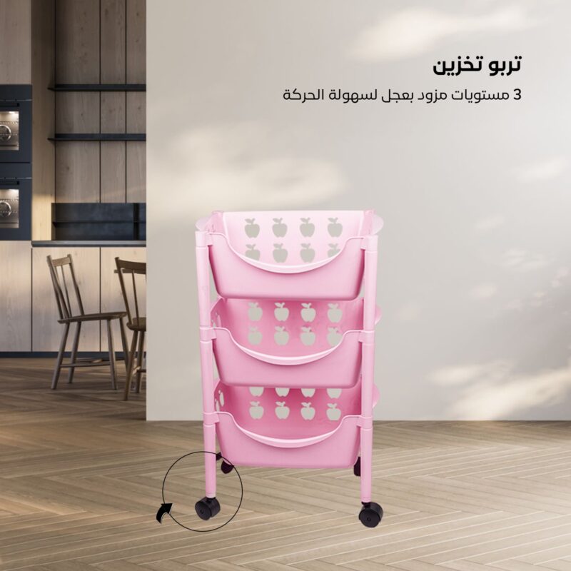 Plastic trolley with wheels for kitchen 3 Tier - Image 34