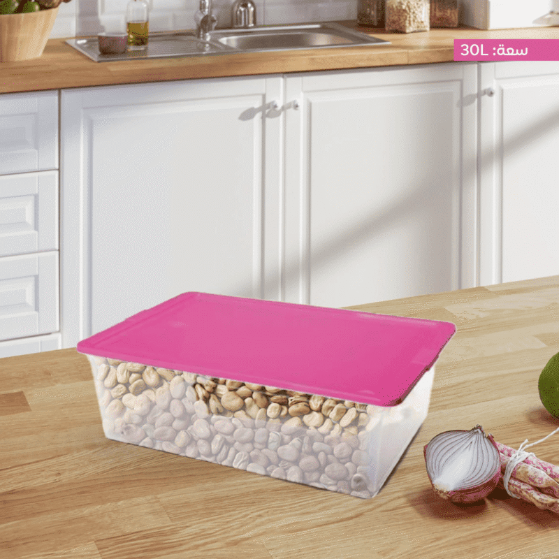 pink storage box with wheels 30 liter capacity