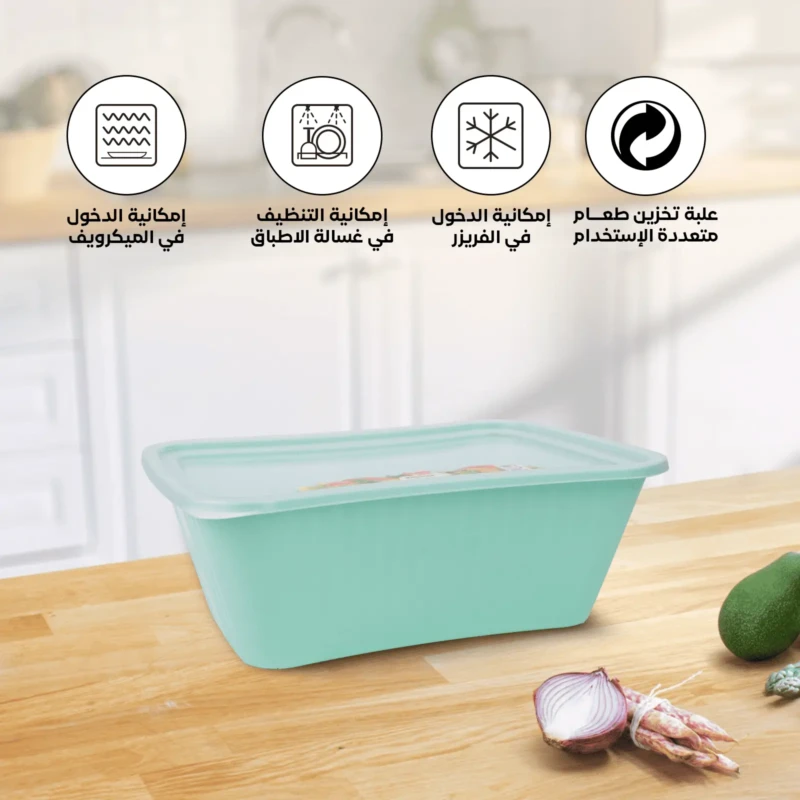 Rectangle turquoise food box microwave safe