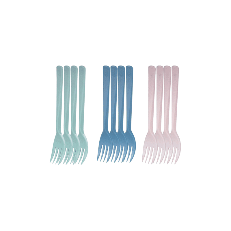 reusable plastic fork set available in different color