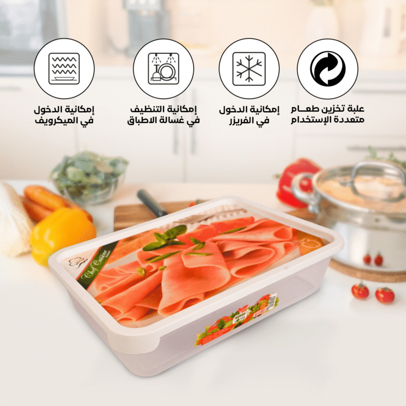 safe food container with sliced meat design on the lid