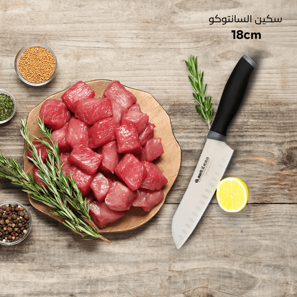 Santoku knife With black handle in gray Size 18 CM - الصورة 4