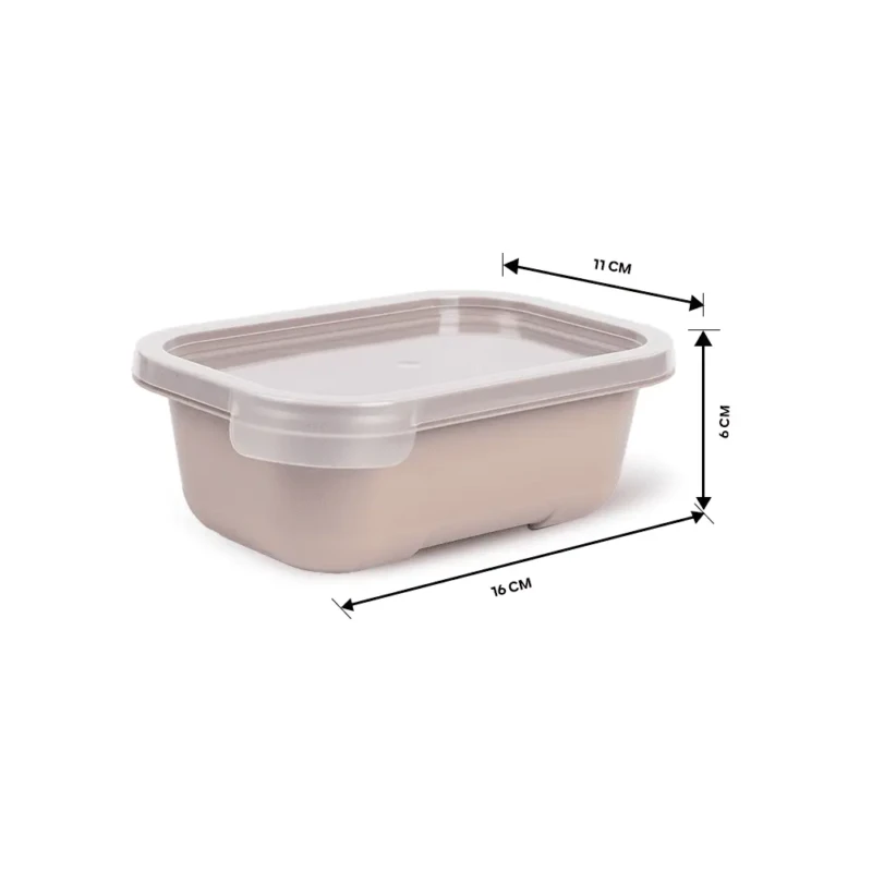 Set of 2 small food beige boxes 0.5L capacity with showing dimensions
