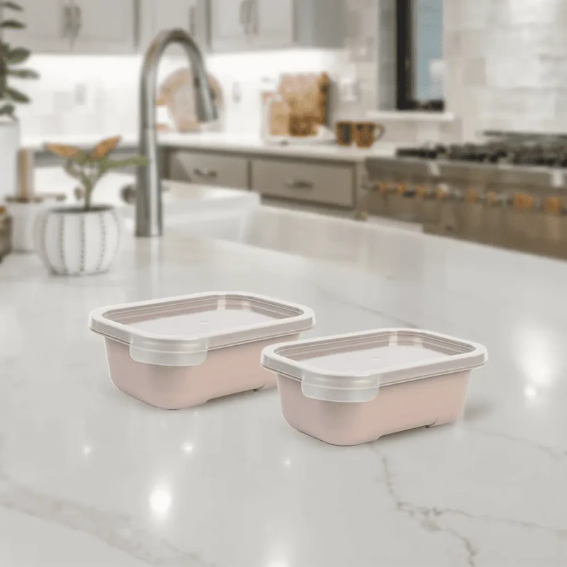 Set of 2 small food beige boxes 0.5L with practical and stylish design