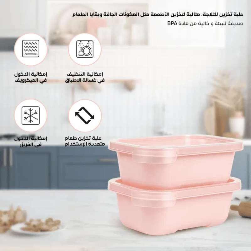 Set of 2 small food pink boxes 0.5L each multi purpose use
