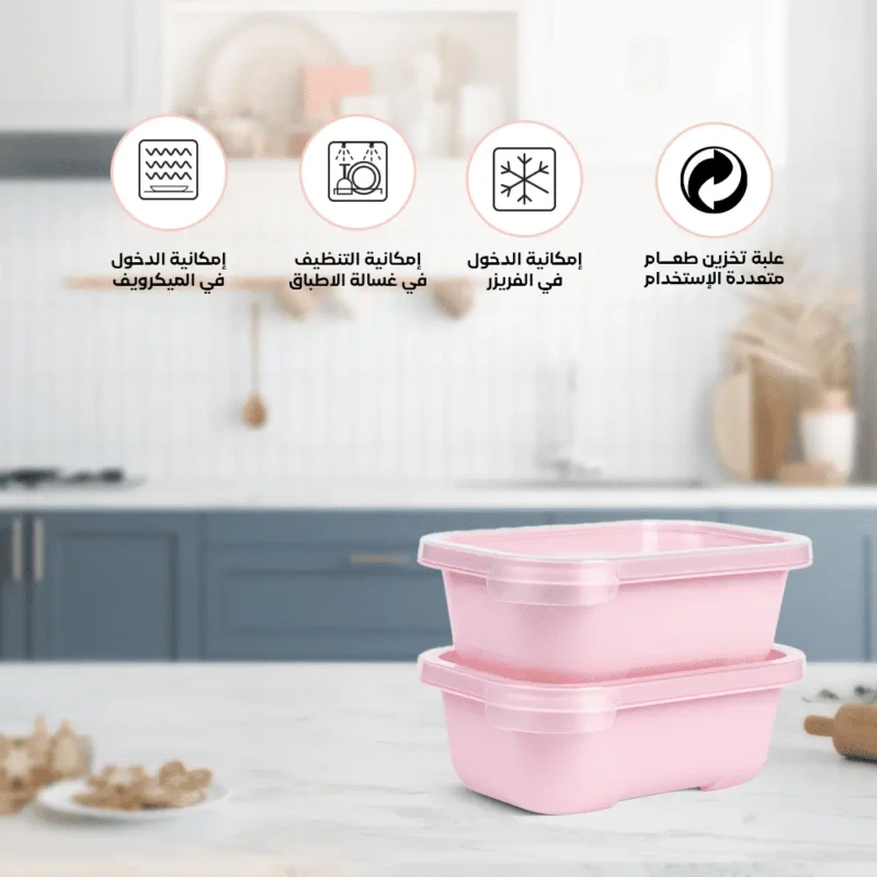Set of 2 small food pink boxes 0.5L freezer safe