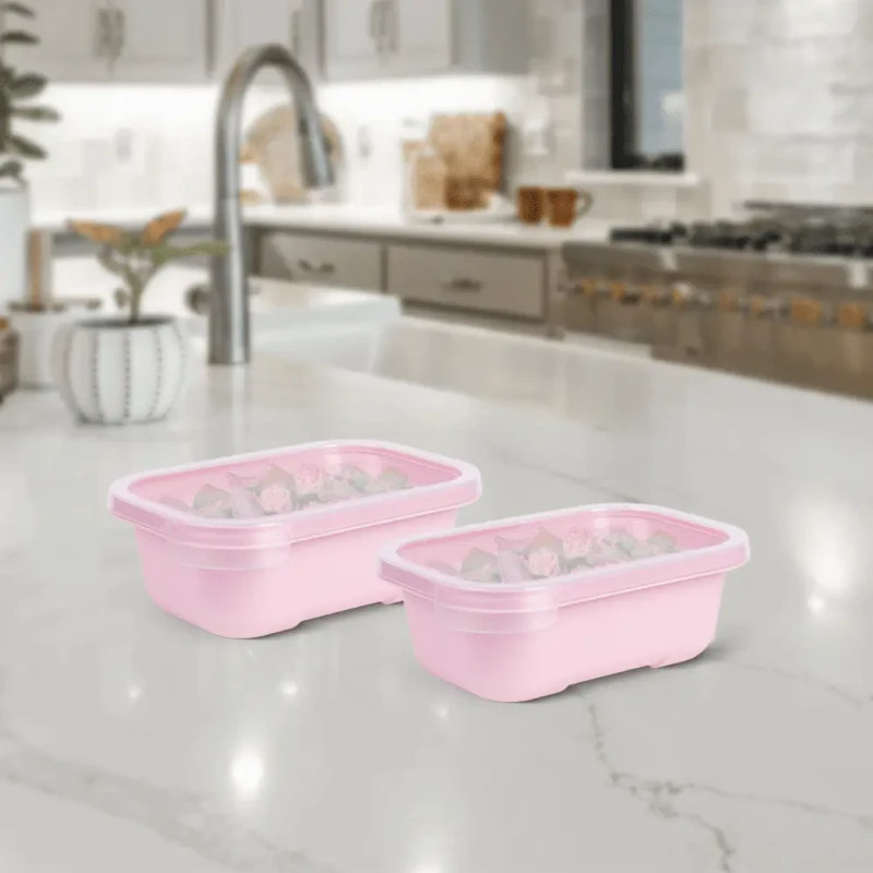 Set of 2 small food pink boxes 0.5L with practical and stylish design