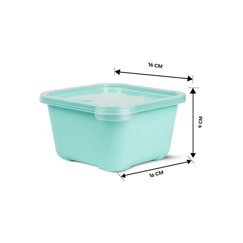 Set of 3 Tapper fresh turquoise food boxes size details