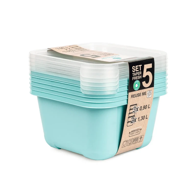 Set of 5 green food storage containers